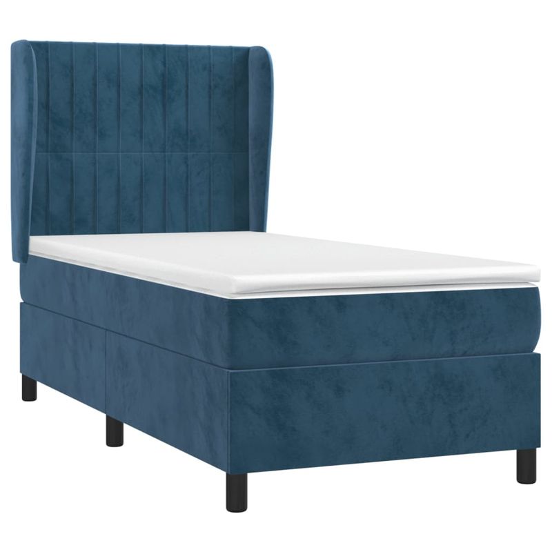 Casa si Gradina - Mobilier - Paturi si accesorii - Paturi - Pat box spring cu saltea, albastru inchis, 80x200 cm, catifea - Infinity.ro