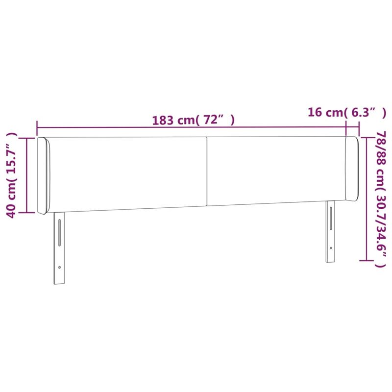Casa si Gradina - Mobilier - Paturi si accesorii - Accesorii paturi - Tablie de pat cu LED, negru, 183x16x78/88 cm, catifea - Infinity.ro