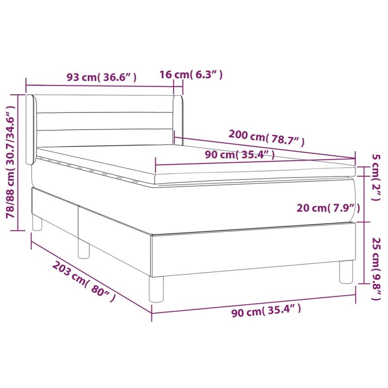 Casa si Gradina - Mobilier - Paturi si accesorii - Paturi - Pat box spring cu saltea, negru, 90x200 cm, textil - Infinity.ro