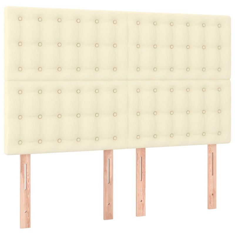 Casa si Gradina - Mobilier - Paturi si accesorii - Paturi - Pat box spring cu saltea, crem, 140x190 cm, piele ecologica - Infinity.ro
