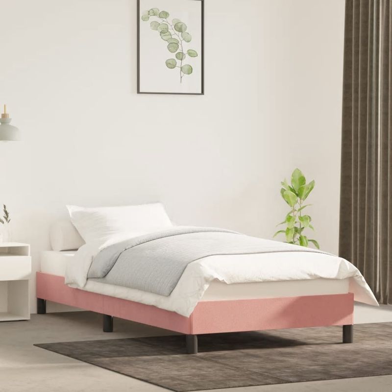Casa si Gradina - Mobilier - Paturi si accesorii - Paturi - Cadru de pat, roz, 90x190 cm, catifea - Infinity.ro