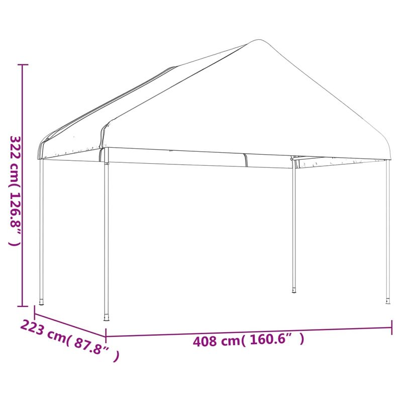 Casa si Gradina - Gradina si terasa - Umbrele si pavilioane - Pavilioane - Foisor cu acoperis, alb, 13,38x4,08x3,22 m, polietilena - Infinity.ro