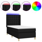 Casa si Gradina - Mobilier - Paturi si accesorii - Paturi - Pat cu arcuri, saltea si LED, negru, 100x200 cm, textil - Infinity.ro