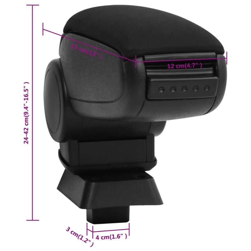 Auto si Moto - Piese auto si accesorii - Interior auto - Scaune si banchete - Cotiera auto, negru, 12x33x(24-42) cm ABS - Infinity.ro