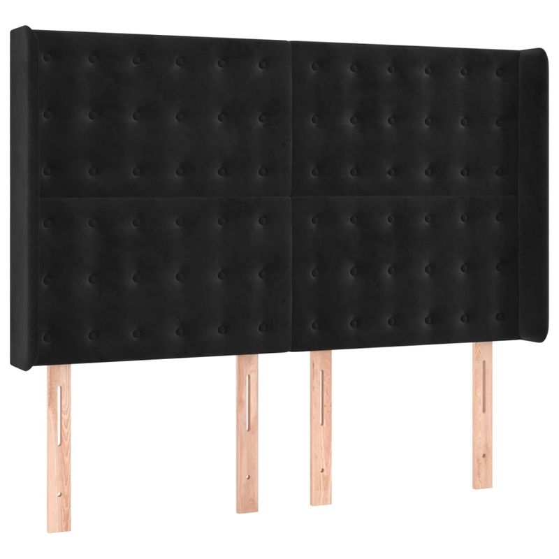 Casa si Gradina - Mobilier - Paturi si accesorii - Paturi - Pat cu arcuri, saltea si LED, negru, 140x200 cm, catifea - Infinity.ro