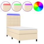 Casa si Gradina - Mobilier - Paturi si accesorii - Paturi - Pat cu arcuri, saltea si LED, crem, 80x200 cm, textil - Infinity.ro