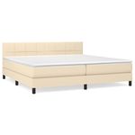Casa si Gradina - Mobilier - Paturi si accesorii - Paturi - Pat box spring cu saltea, crem, 200x200 cm, textil - Infinity.ro