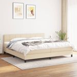 Casa si Gradina - Mobilier - Paturi si accesorii - Paturi - Pat box spring cu saltea, crem, 200x200 cm, textil - Infinity.ro