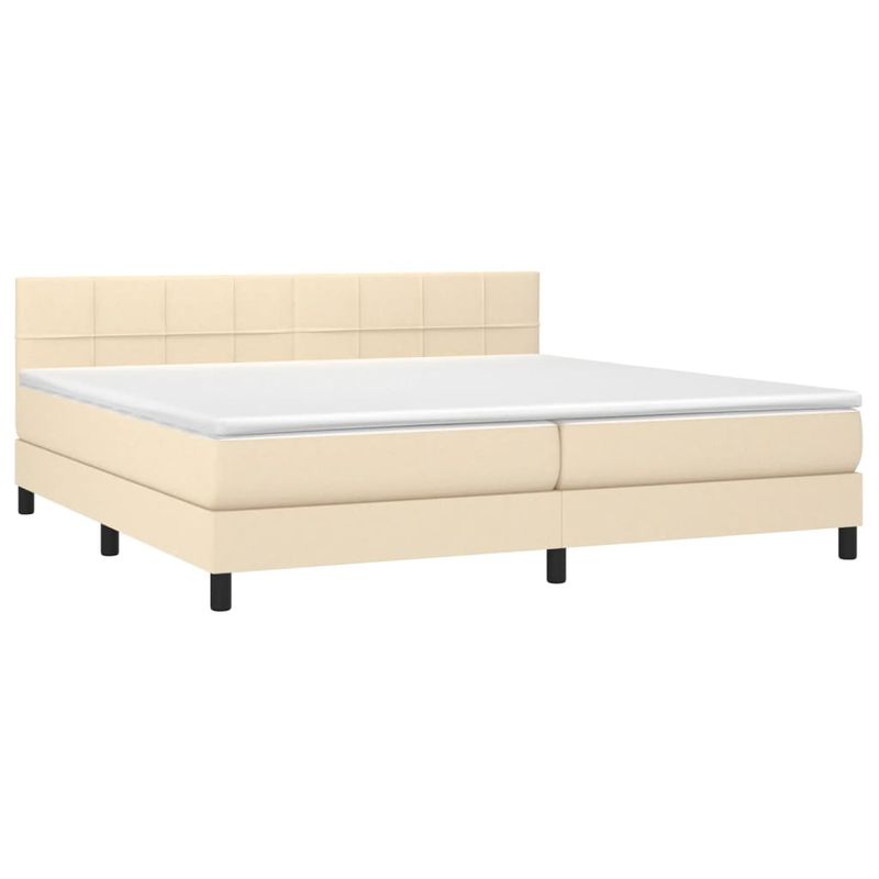 Casa si Gradina - Mobilier - Paturi si accesorii - Paturi - Pat box spring cu saltea, crem, 200x200 cm, textil - Infinity.ro
