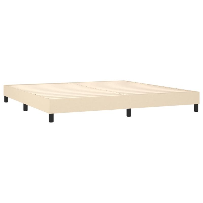 Casa si Gradina - Mobilier - Paturi si accesorii - Paturi - Pat box spring cu saltea, crem, 200x200 cm, textil - Infinity.ro