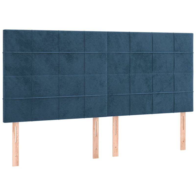 Casa si Gradina - Mobilier - Paturi si accesorii - Paturi - Pat cu arcuri, saltea si LED, bleumarin, 180x200 cm, catifea - Infinity.ro