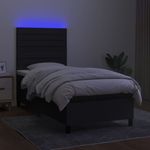Casa si Gradina - Mobilier - Paturi si accesorii - Paturi - Pat cu arcuri, saltea si LED, negru, 90x190 cm, textil - Infinity.ro