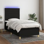 Casa si Gradina - Mobilier - Paturi si accesorii - Paturi - Pat cu arcuri, saltea si LED, negru, 90x200 cm, textil - Infinity.ro