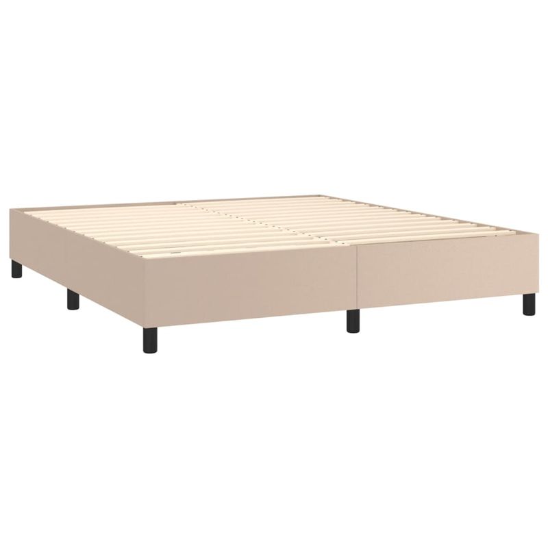 Casa si Gradina - Mobilier - Paturi si accesorii - Paturi - Pat cu arcuri, cu saltea si LED cappuccino 180x200 cm piele eco - Infinity.ro