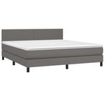 Casa si Gradina - Mobilier - Paturi si accesorii - Paturi - Pat box spring cu saltea, gri, 180x200 cm, piele ecologica - Infinity.ro