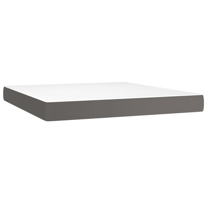 Casa si Gradina - Mobilier - Paturi si accesorii - Paturi - Pat box spring cu saltea, gri, 180x200 cm, piele ecologica - Infinity.ro