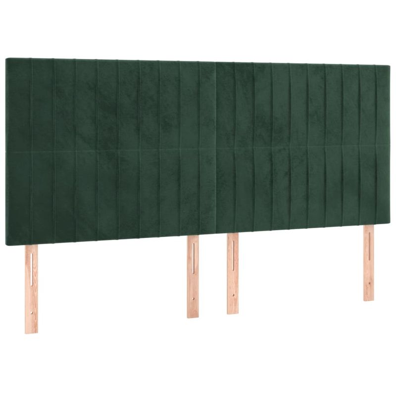 Casa si Gradina - Mobilier - Paturi si accesorii - Paturi - Pat cu arcuri, saltea si LED, verde inchis, 200x200 cm, catifea - Infinity.ro
