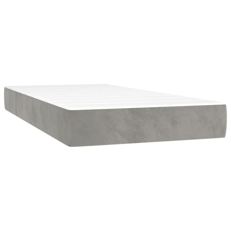 Casa si Gradina - Mobilier - Paturi si accesorii - Paturi - Pat box spring cu saltea, gri deschis, 90x200 cm, catifea - Infinity.ro