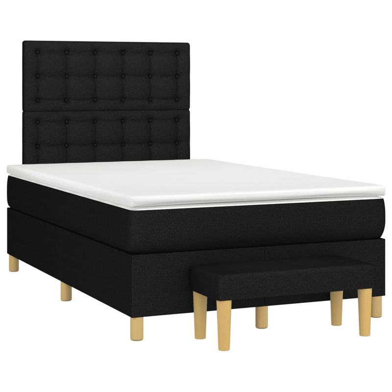 Casa si Gradina - Mobilier - Paturi si accesorii - Paturi - Pat box spring cu saltea, negru, 120x200 cm, textil - Infinity.ro
