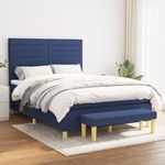 Casa si Gradina - Mobilier - Paturi si accesorii - Paturi - Pat continental cu saltea, albastru, 140x200cm, material textil - Infinity.ro