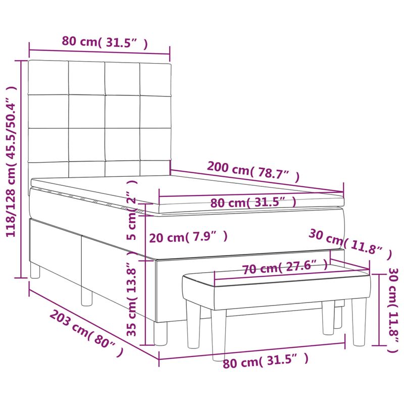 Casa si Gradina - Mobilier - Paturi si accesorii - Paturi - Pat continental cu saltea, gri deschis, 80x200 cm, catifea - Infinity.ro