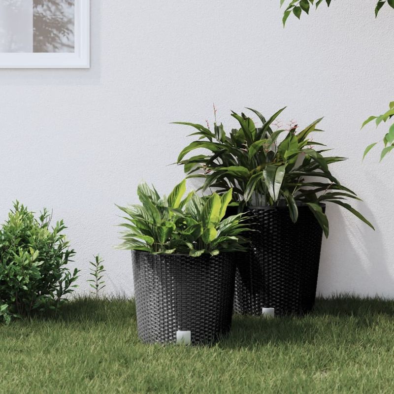 Casa si Gradina - Gradinarit si plante - Plante si ghivece - Ghivece si suporturi - Jardiniera cu interior detasabil, antracit 15 / 15,3 L PP ratan - Infinity.ro