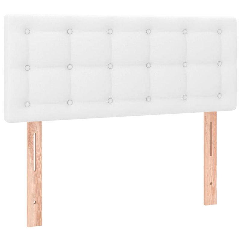Casa si Gradina - Mobilier - Paturi si accesorii - Paturi - Pat continental cu saltea & LED, alb, 90x200 cm, piele eco - Infinity.ro