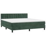 Casa si Gradina - Mobilier - Paturi si accesorii - Paturi - Pat cu arcuri, saltea si LED, verde inchis, 160x200 cm, catifea - Infinity.ro