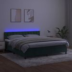 Casa si Gradina - Mobilier - Paturi si accesorii - Paturi - Pat cu arcuri, saltea si LED, verde inchis, 160x200 cm, catifea - Infinity.ro