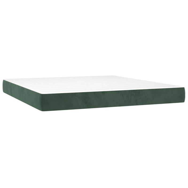 Casa si Gradina - Mobilier - Paturi si accesorii - Paturi - Pat cu arcuri, saltea si LED, verde inchis, 160x200 cm, catifea - Infinity.ro