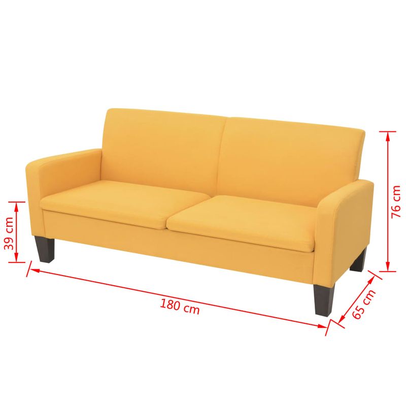 Casa si Gradina - Mobilier - Canapele si coltare - Canapele - Canapea cu 3 locuri, 180 x 65 x 76 cm, galben - Infinity.ro