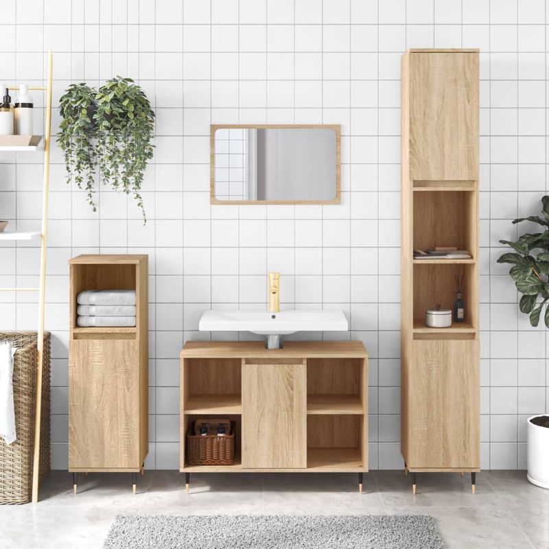 Casa si Gradina - Mobilier - Mobilier baie - Comode baie - Comoda pentru baie, stejar sonoma, 80x33x60 cm, lemn compozit - Infinity.ro