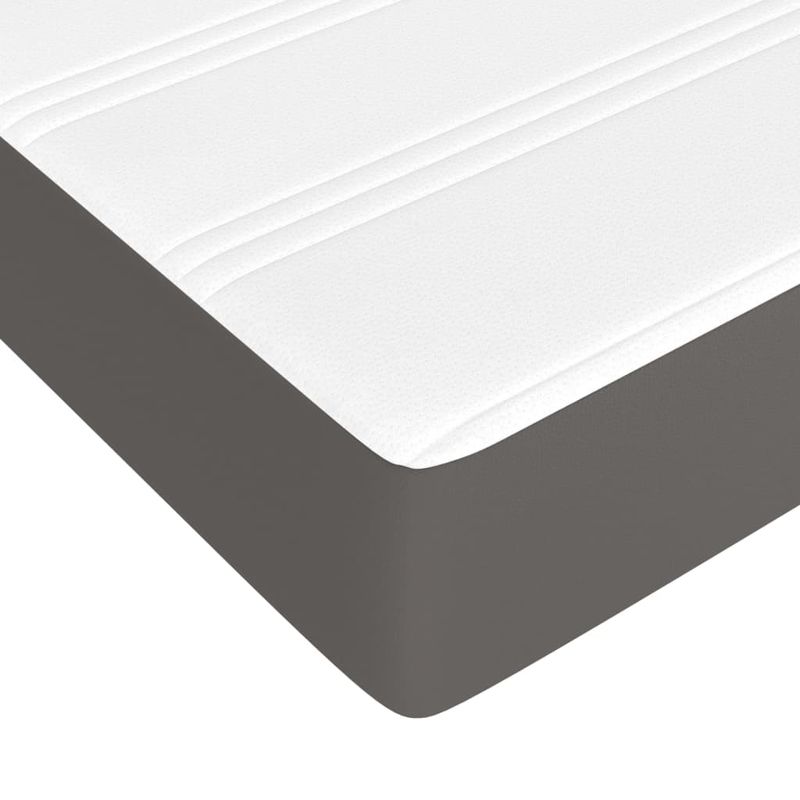 Casa si Gradina - Mobilier - Paturi si accesorii - Paturi - Pat box spring cu saltea, gri, 180x200 cm, piele ecologica - Infinity.ro