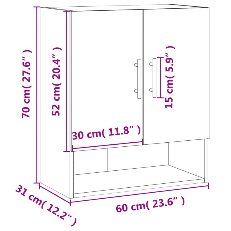 Casa si Gradina - Mobilier - Dulapuri si sifoniere - Dulapuri - Dulap de perete, alb, 60x31x70 cm, lemn compozit - Infinity.ro
