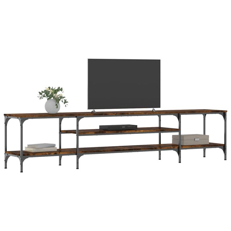 Casa si Gradina - Mobilier - Comode si corpuri - Comode - Comoda TV, stejar afumat, 201x35x45 cm, lemn prelucrat & fier - Infinity.ro