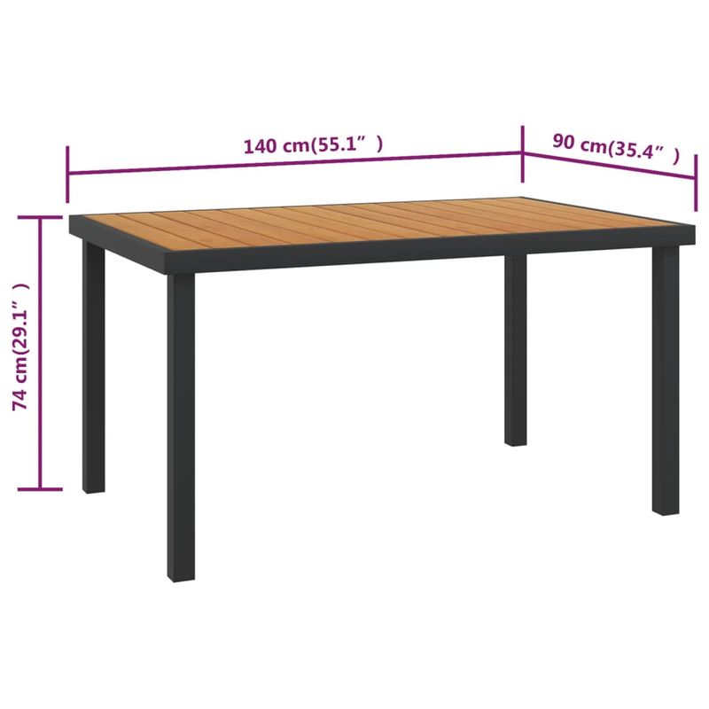 Casa si Gradina - Gradina si terasa - Mobilier exterior - Mese gradina - Masa de gradina, maro, 140x90x74 cm, aluminiu si WPC - Infinity.ro