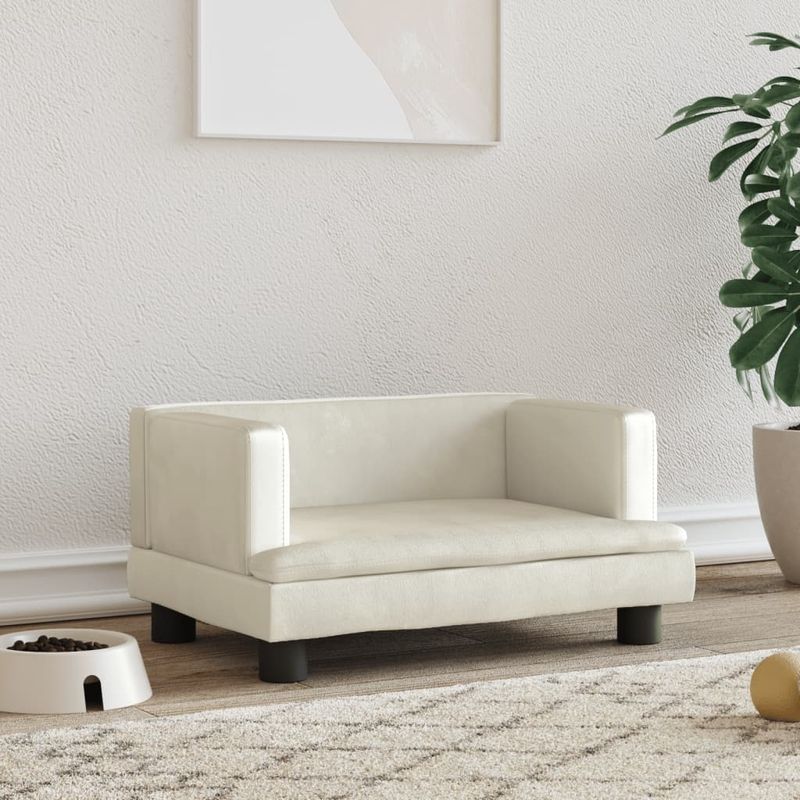 Petshop - Accesorii petshop - Culcusuri si custi - Culcusuri si saltele - Pat de caini, crem, 60x40x30 cm, catifea - Infinity.ro