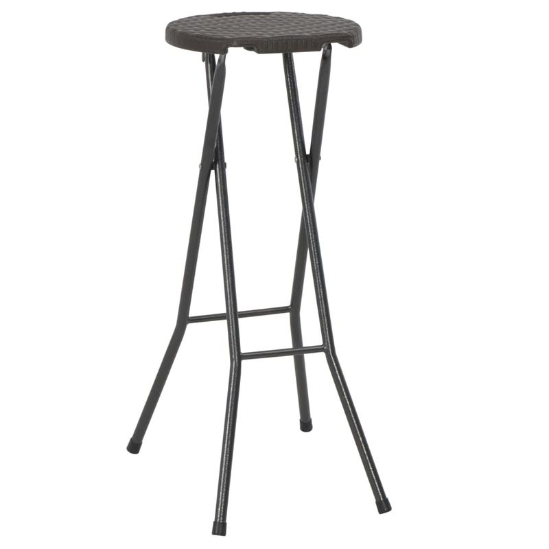 Casa si Gradina - Gradina si terasa - Mobilier exterior - Scaune si sezlonguri gradina - Scaune de bar pliabile 2 buc., maro, HDPE si otel, aspect ratan - Infinity.ro