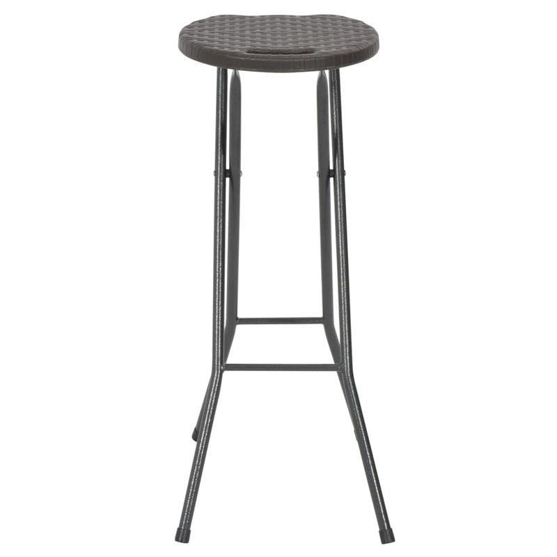 Casa si Gradina - Gradina si terasa - Mobilier exterior - Scaune si sezlonguri gradina - Scaune de bar pliabile 2 buc., maro, HDPE si otel, aspect ratan - Infinity.ro