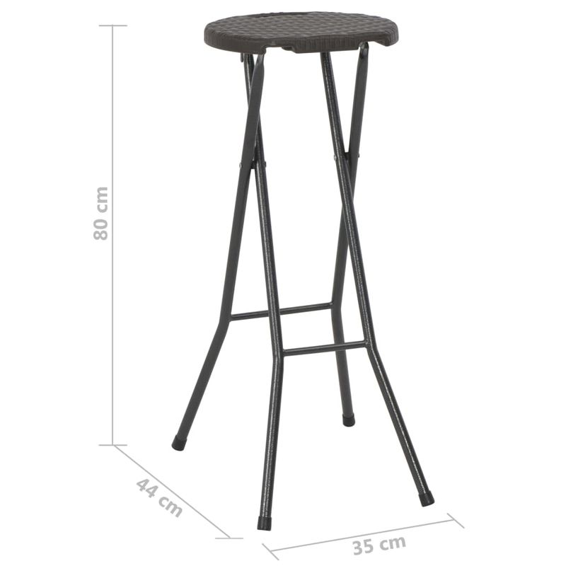 Casa si Gradina - Gradina si terasa - Mobilier exterior - Scaune si sezlonguri gradina - Scaune de bar pliabile 2 buc., maro, HDPE si otel, aspect ratan - Infinity.ro