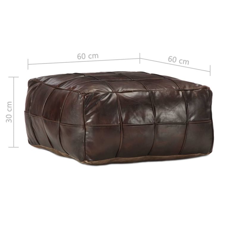 Casa si Gradina - Mobilier - Scaune si fotolii - Fotolii - Fotoliu puf, maro inchis, 60x60x30 cm, piele naturala de capra - Infinity.ro