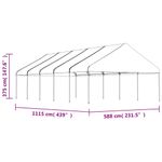 Casa si Gradina - Gradina si terasa - Umbrele si pavilioane - Pavilioane - Foisor cu acoperis, alb, 11,15x5,88x3,75 m, polietilena - Infinity.ro