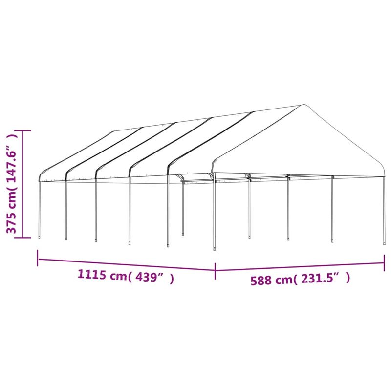 Casa si Gradina - Gradina si terasa - Umbrele si pavilioane - Pavilioane - Foisor cu acoperis, alb, 11,15x5,88x3,75 m, polietilena - Infinity.ro