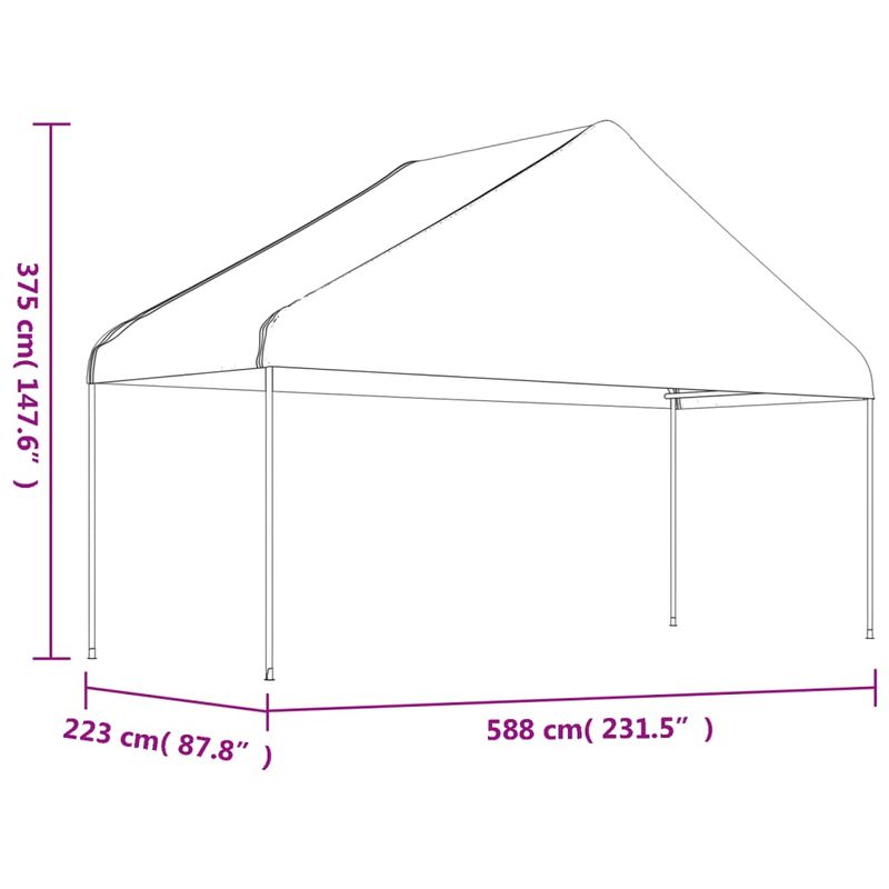 Casa si Gradina - Gradina si terasa - Umbrele si pavilioane - Pavilioane - Foisor cu acoperis, alb, 11,15x5,88x3,75 m, polietilena - Infinity.ro
