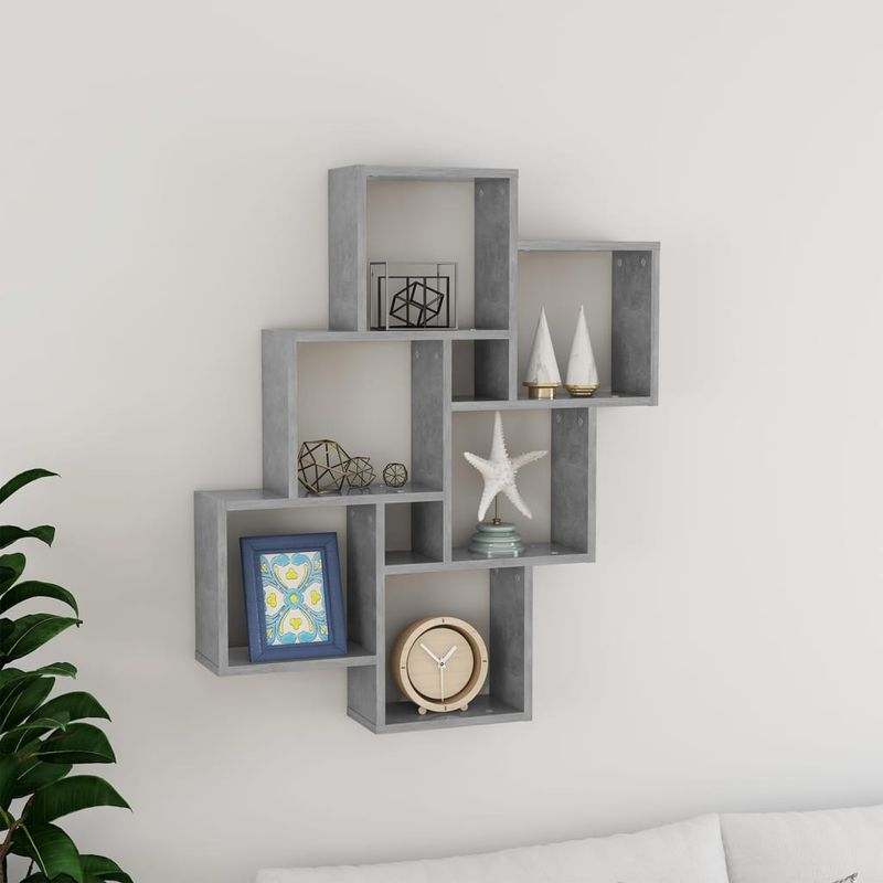 Casa si Gradina - Mobilier - Biblioteci si rafturi - Rafturi - Raft de perete cub, gri beton, 78x15x93 cm, PAL - Infinity.ro