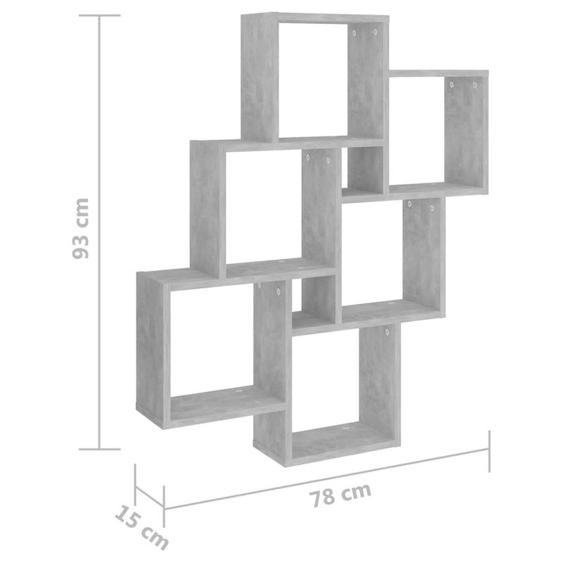 Casa si Gradina - Mobilier - Biblioteci si rafturi - Rafturi - Raft de perete cub, gri beton, 78x15x93 cm, PAL - Infinity.ro