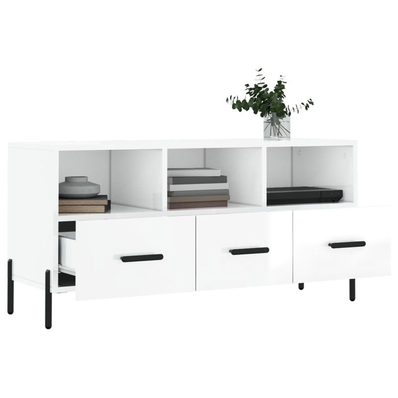 Casa si Gradina - Mobilier - Comode si corpuri - Comode - Comoda TV, alb extralucios, 102x36x50 cm, lemn prelucrat - Infinity.ro