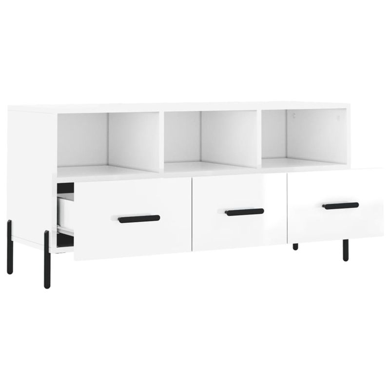 Casa si Gradina - Mobilier - Comode si corpuri - Comode - Comoda TV, alb extralucios, 102x36x50 cm, lemn prelucrat - Infinity.ro