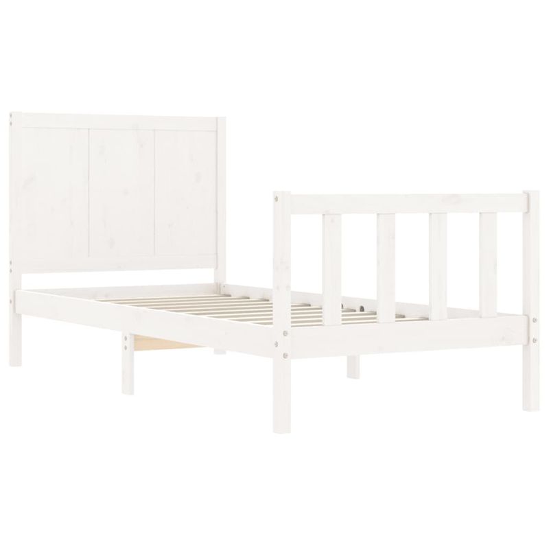 Casa si Gradina - Mobilier - Paturi si accesorii - Paturi - Cadru de pat cu tablie, alb, 100x200 cm, lemn masiv - Infinity.ro