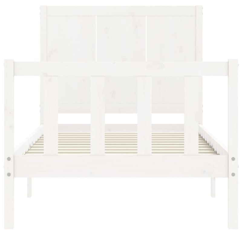 Casa si Gradina - Mobilier - Paturi si accesorii - Paturi - Cadru de pat cu tablie, alb, 100x200 cm, lemn masiv - Infinity.ro